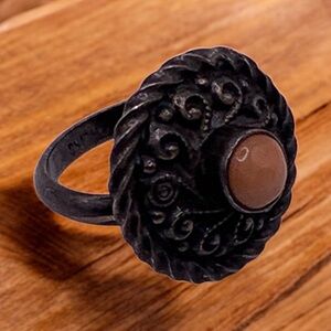 Vintage Sterling and Coral Ring, size 5